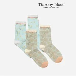 [Thursday Island] 플라워 패턴 삭스 T242MSC133W)