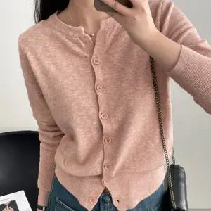 봄 가을 울 혼방 캐시미어 느낌 앞단추 가디건 핑크 베이지 데일리 여성 니트 긴팔