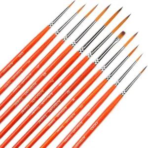 작은 에나멜 페인트 브러시 세트 - 아티스트 모델 미니어처 아크릴 및 수채화 물감 빨간색을 위한 11피스