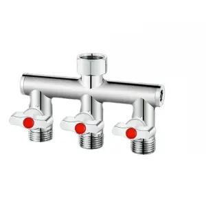수도꼭지분배기 3구 베란다 독립 분배기 수전 볼밸브 물조절 세탁기 수도꼭