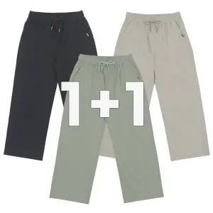 [비비진]1+1 여성 와이드 일자 봄 가을 엄마바지 중년여성 키작녀 스판 밴딩팬츠