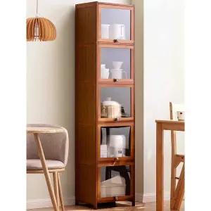 부엌 틈새 주방 폭좁은 원목 보조장 수납장 사이드 3단 틈새장 투명 냉장고