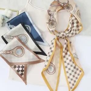 패션 얇은 데일리 스카프 실크스카프 포인트 가을 선물 고급 정사각형 트윌리 머플러 쁘띠 손목 헤어 가방