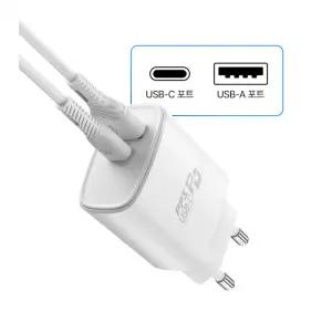 스마트폰 초고속충전기 2포트 USB-C + USB-A PPS 25W CtoC케이블 갤럭시 S24울트라 S24플러스 S24 S24FE