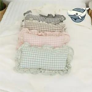 레이스 메밀베개 체크 패턴 핸드메이드 소품 바디필로우 등쿠션 롱쿠션