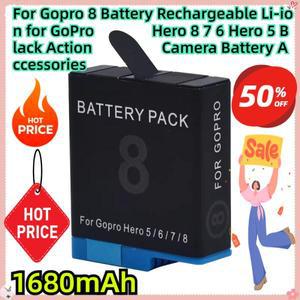 Gopro 8 배터리 용 Hero 7 6 5 블랙 액션 카메라 액세서리 충전식 리튬 이온