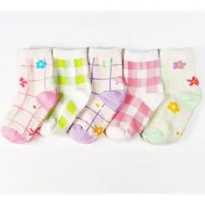 유아 아동 양말 j올리 5족 세트 심플한 파스텔 플라워 아기 여아/키즈/미끄럼/방지/아이/어린이/선물/장목