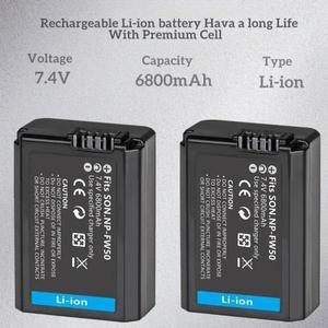 6800mAh NP-FW50 카메라 배터리 세트 (소니 알파 A6000 A7 A7II 호환) 고용량