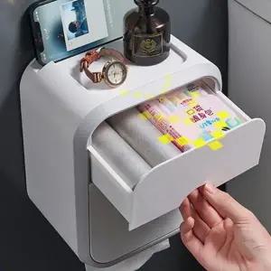 화장실 벽걸이 휴지 케이스 방수 두루마리휴지 걸이 욕실 벽걸이 휴지 케이스 습기 욕실수납선반 정리함