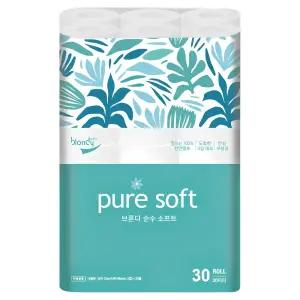 브론디 순수 소프트 천연펄프 3겹 롤화장지