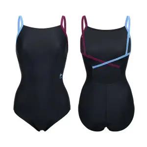 [레노마수영복](하남점)*지퍼백 폴리백 브라캡 증정*여성 컬러풀 솔리드 끈 배색U백 원피스수영복 블랙 ...