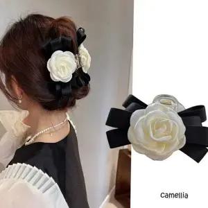 리본 집게 핀 플라워 새틴 머리핀 여성 집게 핀 헤어핀 장미 패션
