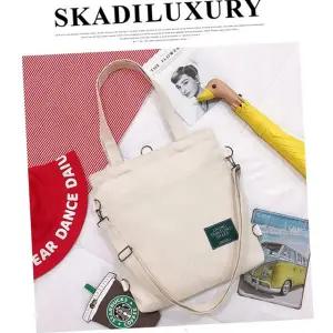 여성 캔버스 백 포켓 지퍼 가방 캔버스 크로스 백 가벼운 에코백 숄더백 베이직 데일리 토트 학생 남성