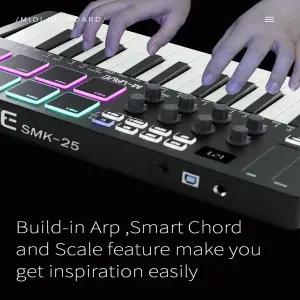 호환  MIDI 키보드 컨트롤러 비트 메이커 25 키 MIDI 키보드 배열 스트라이크 패드 RGB 할당 가능 손잡이