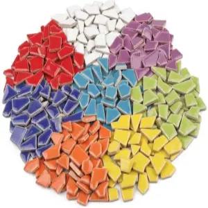 아트스팩 세라믹 모자이크 타일 벌크 공예 용품용 1파운드 깨진 DIY 야외 장식용 파란색 작은