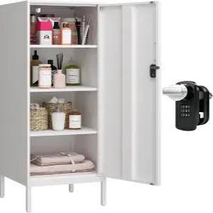 가정 사무실 학교 체육관 차고를 위한 락 스틸 보관함 잠금식 4단 욕실 캐비닛 탈의실 직원 사물함(흰색