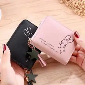 데일리 여성 카드 지갑 휴대용 지퍼 카드 지갑 토끼 키링