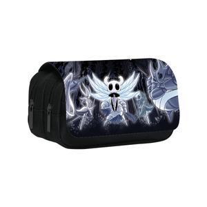 할로우 나이트 더블 레이어 연필 케이스 만화 학교 펜 가방 학생 대형 수납함 상자 선물