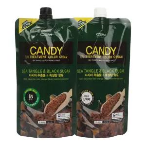 씨투엠 C2M 캔디 티에스 트리트먼트 칼라크림 염색약 1제 2제 400g 다시마 흑설탕함유 미용실 새치 멋내기