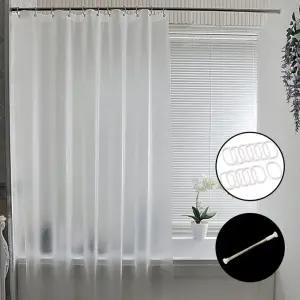무타공 샤워커튼 욕실 방수 화장실 PEVA 고급 호텔식 디자인 커튼 커튼봉 세트 불투명