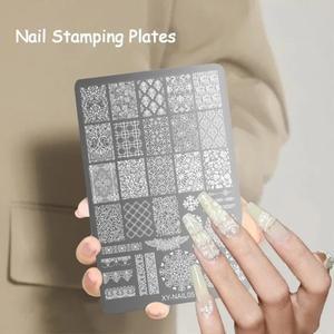 레이스 나비 네일 스탬프 플레이트 러브 하트 잎 꽃 디자인 프린팅 템플릿 아트 스텐실 도구