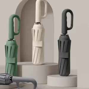 3단 우산 컴팩트 원터치 여행용 자동 우산 고밀도 방풍 완전 걸이형 차량용 야외용