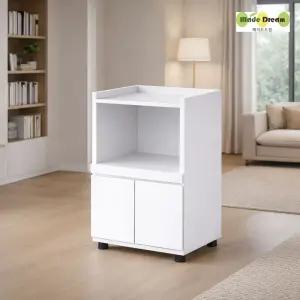 모던 화이트 전자렌지 수납장 고급 오픈형 하부 양문 캐비닛 식기건조기 에어프라이기 다이 슬라이딩선반 탕비장