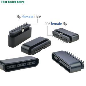 PS2 게임 콘솔 핸들 인터페이스 암컷 9 핀 소켓 180 ° 90 정방향 및 역방향 커넥터 1개