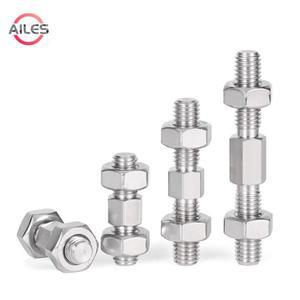 304 스테인리스 스틸 M3~M16 좌우 나사 이중 헤드 볼트 양쪽 끝 로드 스틱 ( 너트 포함)