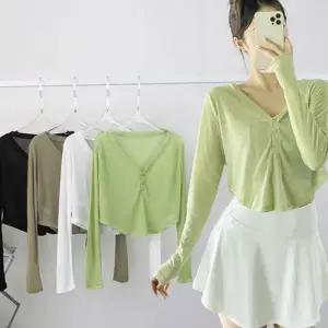 요가복 상의 데일리 댄스 필라테스복 여성 커버 업 티셔츠 트레이닝복 댄스복 헬스복 스포츠 운동복 단추