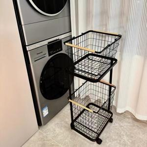 스텐빨래바구니3단 바구니 빨래 손잡이 이층 철제 블랙 2단 나무