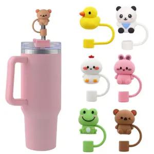 스탠리 텀블러 빨대 마개 실리콘 구멍 커버 뚜껑 캡 덮개 홀 캐릭터 호환 스트로우 ?처 케이스 꽃 10MM