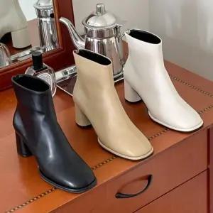 심플 모던 스퀘어토 미들굽 앵클부츠 베이직 5FWY Xdj9+2bSx