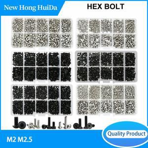 500Pcs M2 M2.5 미니 소형 소형 나사 볼트 키트 4mm 5mm 6mm 8mm 10mm 전기 육각 소켓 캡 노트북 PCB 알렌