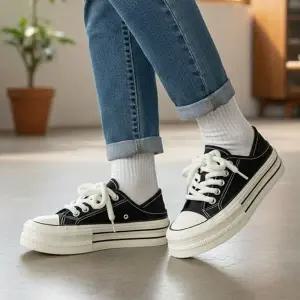 플랫폼 캔버스 로우탑 통굽 스니커즈 스트릿 데일리 운동화