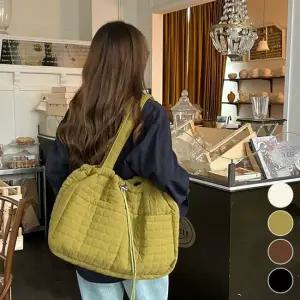 보부상 빅사이즈 퀼팅 스트링 조임 숄더 패딩백 빅사이즈가방 빅사이즈숄더백 캔버스백