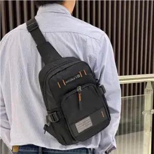 남성 스트랩 심플 깔끔디자인 등산 가벼운외출 슬링백 허리가방 미니힙색 가죽힙색