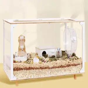 투명 햄스터 소동물 케이지 아크릴 계단 하우스 사육장 리빙박스 은신처 기니피그 대공간