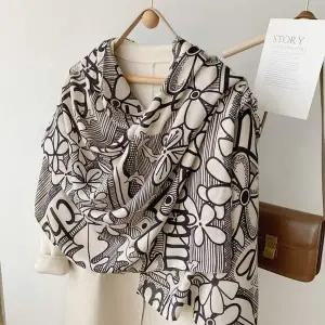 여성 457AMC59 간절기 머플러 기하학 패턴 빅사이즈 스카프