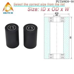 폴리우레탄 베어링 PUT69830-50 샤프트 구멍 PU 코팅 롤러  고무 플랫 도르래 휠 30mm 직경 8mm 8x30x50 1