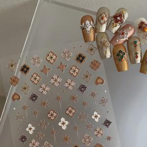 종이실 보헤미안 네일 스티커 데칼 참 만다라 꽃 매니큐어 우아한 자수 보호 스타일 아트 장식