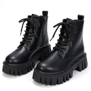 여성 레이스업 신발 통굽 워커 키높이 슈즈
