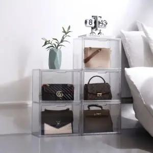 ( )다용도 아크릴 가방 정리함 적층 투명 가방 보관함 옷방 수납함