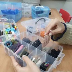 ( )플라스틱 3단 정리함 이동식 칸막이 정리함 적층 수납 멀티