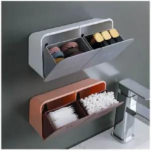 [IS몰] 미니 정리함 면봉정리 화장솜정리 수납 욕실 무타공 강력접착 미니정리함 편리한수납 선반정리