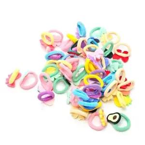 ( )캐릭터 머리끈 50개 세트 대용량 고무줄 전화선 타입 헤어밴드 컬러