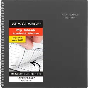 AT-A-GLANCE 플래너 2026-2027 주간 및 월간 학술 12개월 7~6월 분기별 임명장 8-1/2 x 11 데이마인드