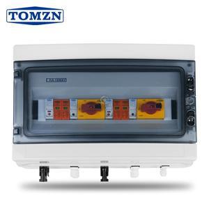 TOMZN 태양광 PV 결합기 박스 (낙뢰 보호 기능 포함) 2입력 2출력 1000VDC 퓨즈 MCB SPD 방수 박스 IP65 18