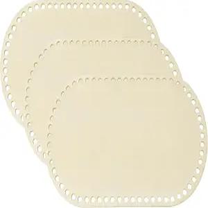 파티킬 3Pcs 크로셰 바구니 베이스 10 x 6 인치 타원형 바닥 셰이퍼 빈 나무 가방 만들기 용품 직조 뜨개질