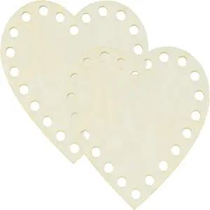 파티킬 2Pcs 크로셰 바구니 베이스 4 x 인치 하트 모양 바닥 셰이퍼 빈 나무 가방 만들기 용품 직조 뜨개질